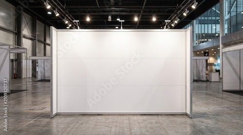 Blank exhibition booth wall mockup. Empty trade show display for branding and advertising.