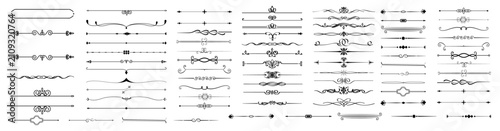 Set of decorative divider elements. Divider ornament, borders, doodle, separators, page dividers, header