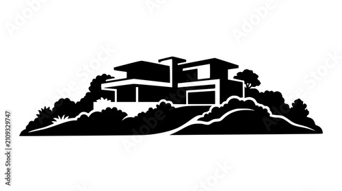 Minimalist Modern Luxury House Silhouette Vector Illustration