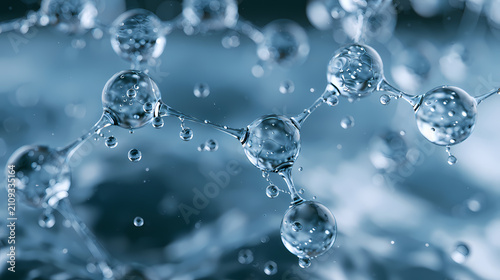 Microscopic visualization of sodium hyaluronate binding pure water molecules within healthy skin tissue.