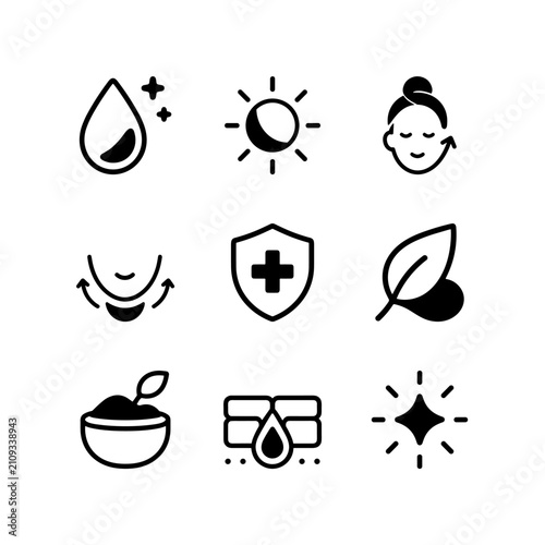 Принти на полотні Skin Protection and Dermatological Benefits Solid Icons