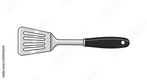 Professional Stainless Steel Slotted Spatula Turner with Ergonomic Black Handle for Cooking and Grilling