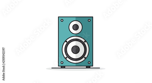 Modern Teal Audio Speaker System Icon Design for Music Enthusiasts and Professional Sound Engineering Projects