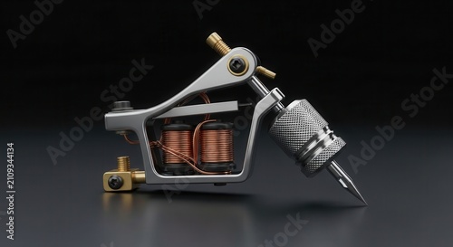 tattoo machine with copper coils and metal grip