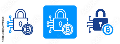 Bitcoin Encryption Icon In Dual Tone Style
