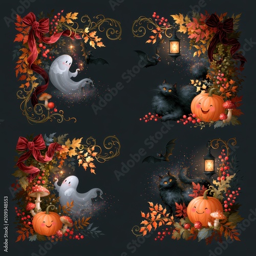 Enchanting autumn collection filled with playful spirits and cozy scenes