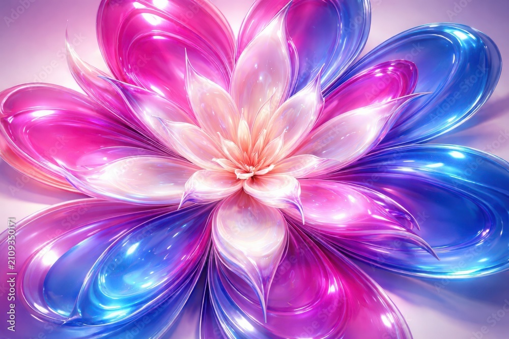 Obraz premium Ultraviolet lotus formed from pure light radiates across a starlit digital cosmos