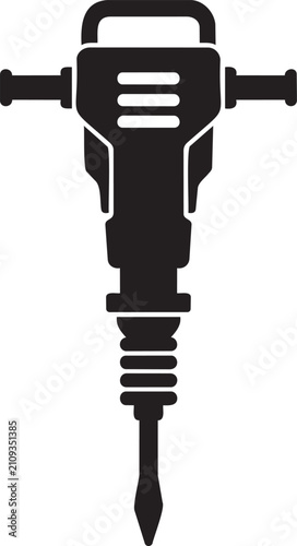 Bild auf Leinwand Jackhammer Icon, Construction Drill Black Silhouette Illustration for Industry