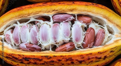 Cacao pod with seeds