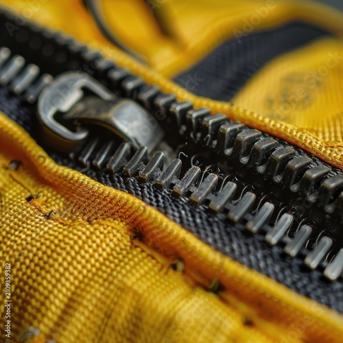 Detailed industrial zipper on protective equipment bag shot with Canon EOS R5 100mm macro lens