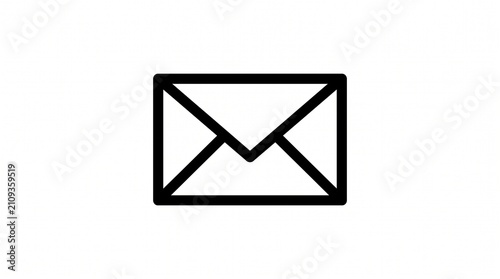 Minimalist black email icon on white background