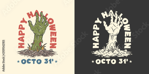 Quadro su tela Vintage Zombie Hand Rising From Ground
