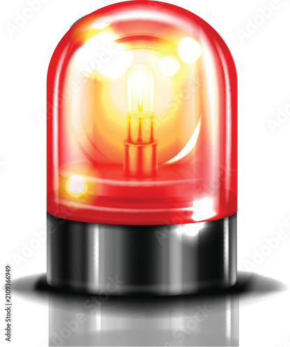 Canvastavla Realistic red flasher light siren icon for emergency warning system design vecto
