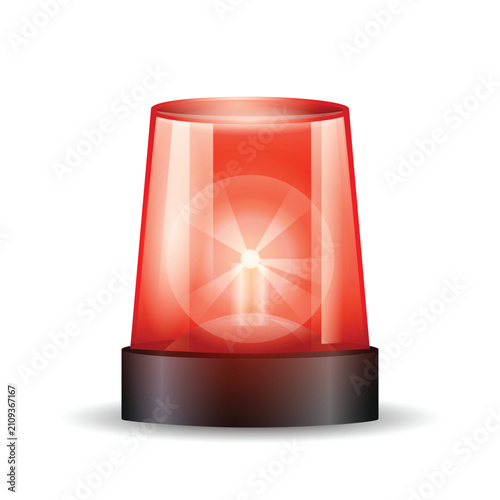Canvastavla Red flasher light emergency siren beacon icon isolated on white background vecto