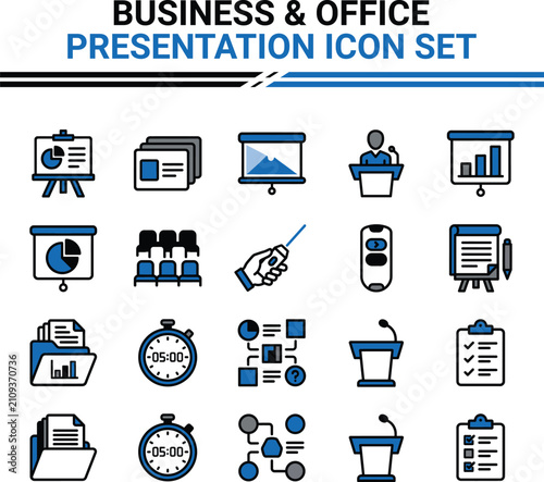 Business Icons Set Flat Style Vector Illustration With White Background