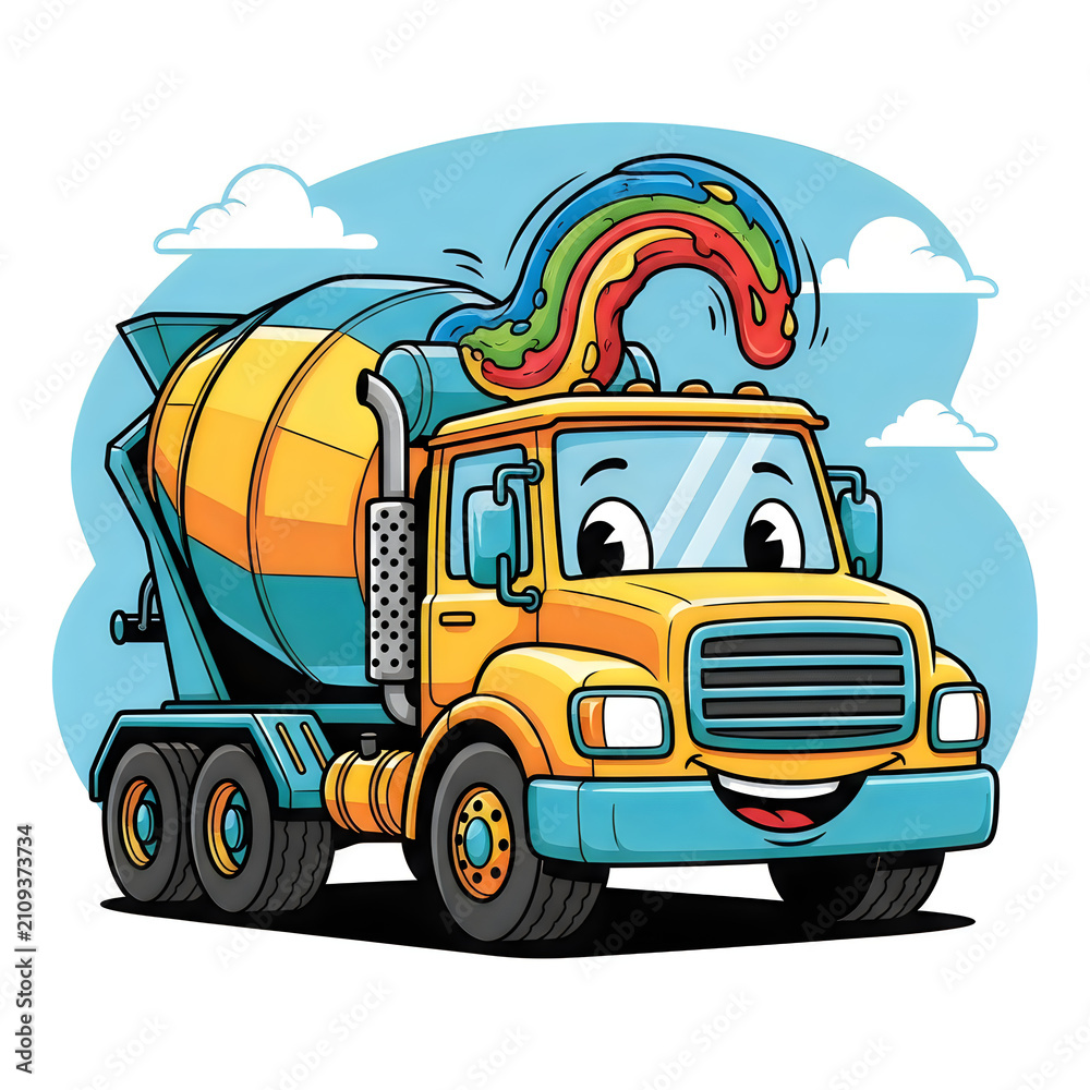 Fototapeta premium Cartoon Truck Vector Illustration for Cargo Delivery, Transportation, Freight and Logistics Vehicle Isolated on White Background