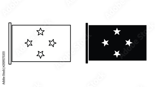 Photos Flag of federated states of micronesia icon set outline and silhouette style vec