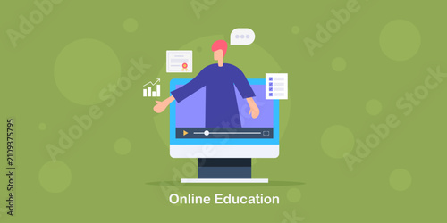 Teacher conduct online classes, structured course delivery, completion and issue certification, educational institution distant learning. 