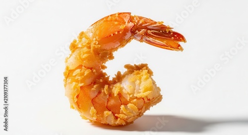 Crispy Fried Shrimp Isolated on White Background - Appetizer Food Photography