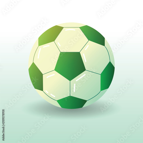 Modern Green Soccer Ball Icon - Minimal 3D Football Illustration with Soft Gradient on White Background
