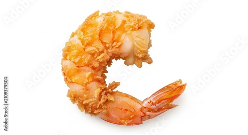 Crispy Fried Shrimp with Golden Breading Isolated on White Background