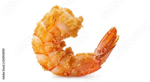 Crispy Fried Shrimp, Seafood Appetizer, Isolated on White Background