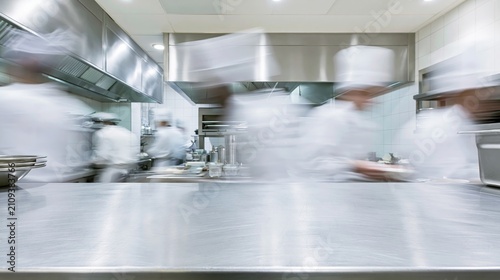 Professional Cooking Team in Fast Motion Blur