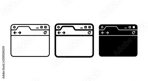Web Browser Window Icons, Website Interface Elements, Digital UI Design Assets