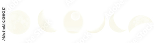 Canvastavla Moon Phases Set PNG Isolated on Transparent Background, Waxing and Waning Cresce