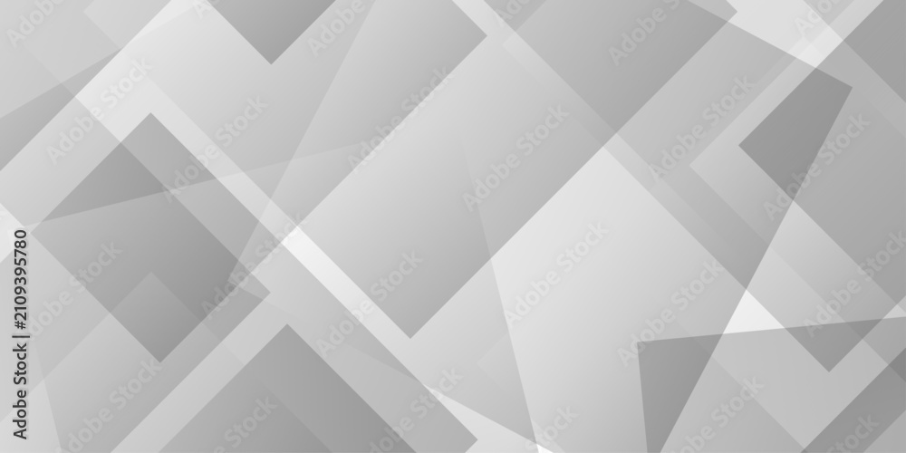 Obraz premium Geometric white and gray overlap triangle cube technology brochure diamond web design. minimal rectangle white web material triangle overlay tech element transparent layers banner background.