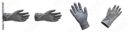 Bild auf Leinwand Grey Rubber Cleaning Gloves Isolated on White Background Stock Photo - Professio