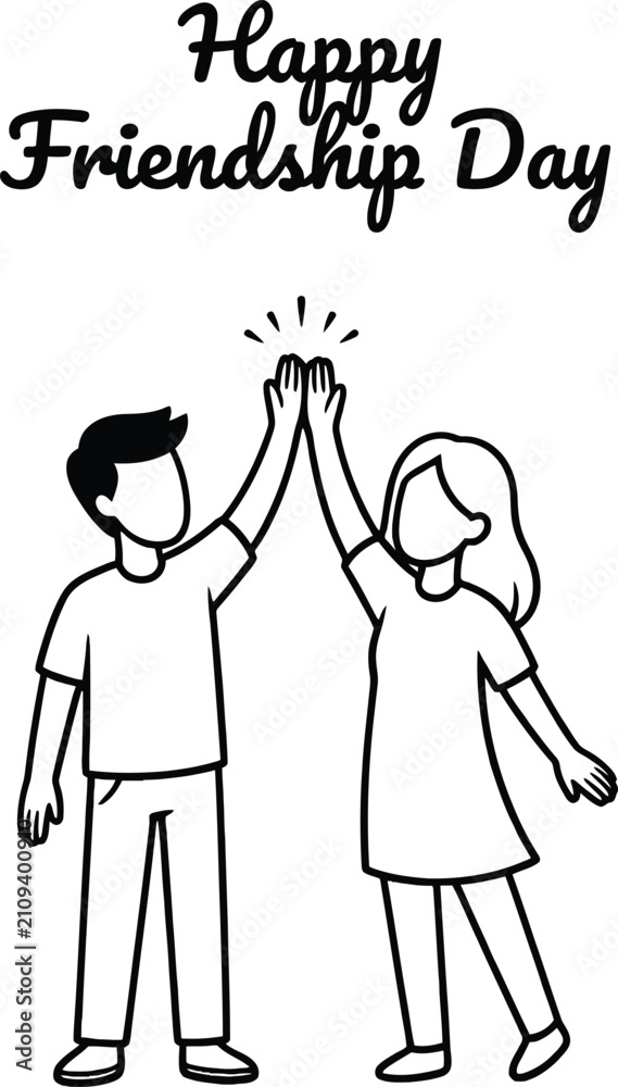 Obraz premium Friendship Day High Five Celebration Vector Illustration