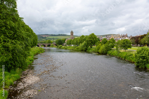 фотографія The River Tweed at Peebles in the Scottish Borders, Scotland