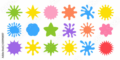 Konstfotografi Collection Of Colorful Paint Splatters On White Background