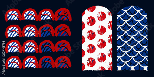 Obraz na plátně Scales pattern vector illustration with red and blue coloration