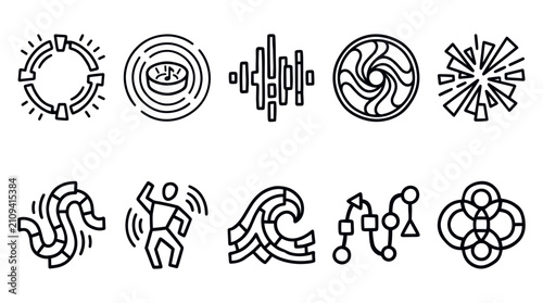 Foto Steelpan Rhythm and Percussion Performance Outline Icon Vector Set