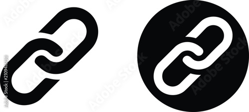 Copy and link icon set, chain connection symbols, attach link buttons and sharing interface elements for digital communication and web design projects.