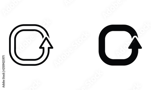 Professional Minimal Vector Icon Circular refresh arrow icon Editable Stroke, Outline and Solid Style, Black Monochrome, Isolated on White Background