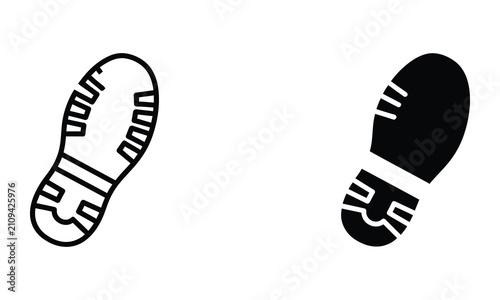 Professional Minimal Vector Icon Shoe sole footprint icon Editable Stroke, Outline and Solid Style, Black Monochrome, Isolated on White Background
