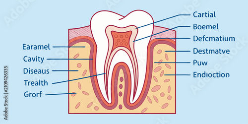 Canvastavla Dental cavity concept highlighting tooth decay and bacterial plaque buildup