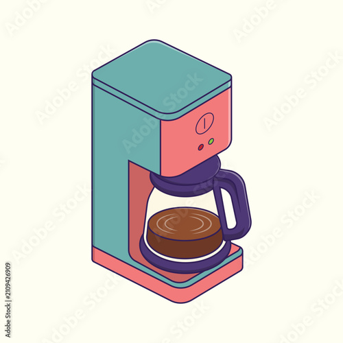 Coffee Maker Machine Flat Design Illustration