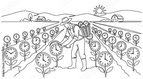 Canvastavla Farmer harvesting clocks in a field