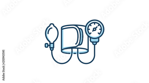 Foto Manual blood pressure monitor with cuff and gauge