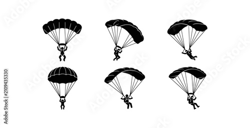 Parachutist Icon Set