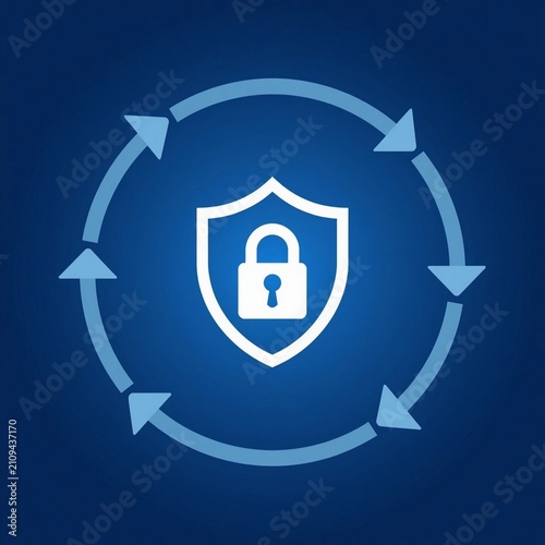 Refresh security Circular arrows around shield and lock security update and recovery