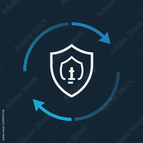 Refresh security Circular arrows around shield and lock security update and recovery