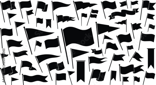 Quadro su tela Black flag silhouette collection, diverse pennant and banner shapes, set of 50 v