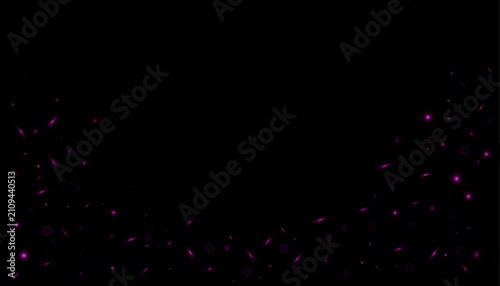 Vászonkép Pink fiery embers, sparkling particles, glowing dust and luminous reflections creating a dynamic spark shower effect on a black background