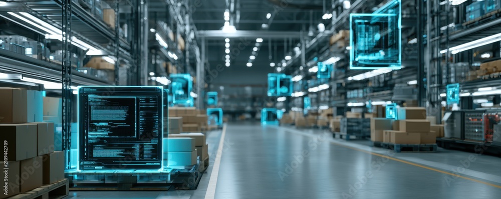 Fototapeta premium sensor powers business production automation manufacturing warehouse and process for commerce dashboards and efficiency