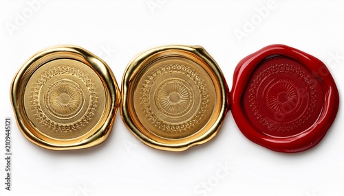 Red And Gold Wax Seal Isolated White Background